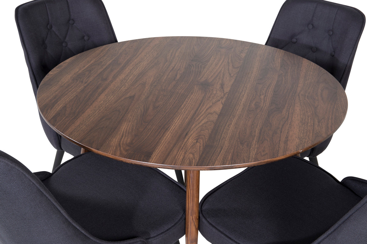 Plaza Matbord med Velvet Deluxe Stolarna – Bord: ⌀100 Stol: 66x88,5x50