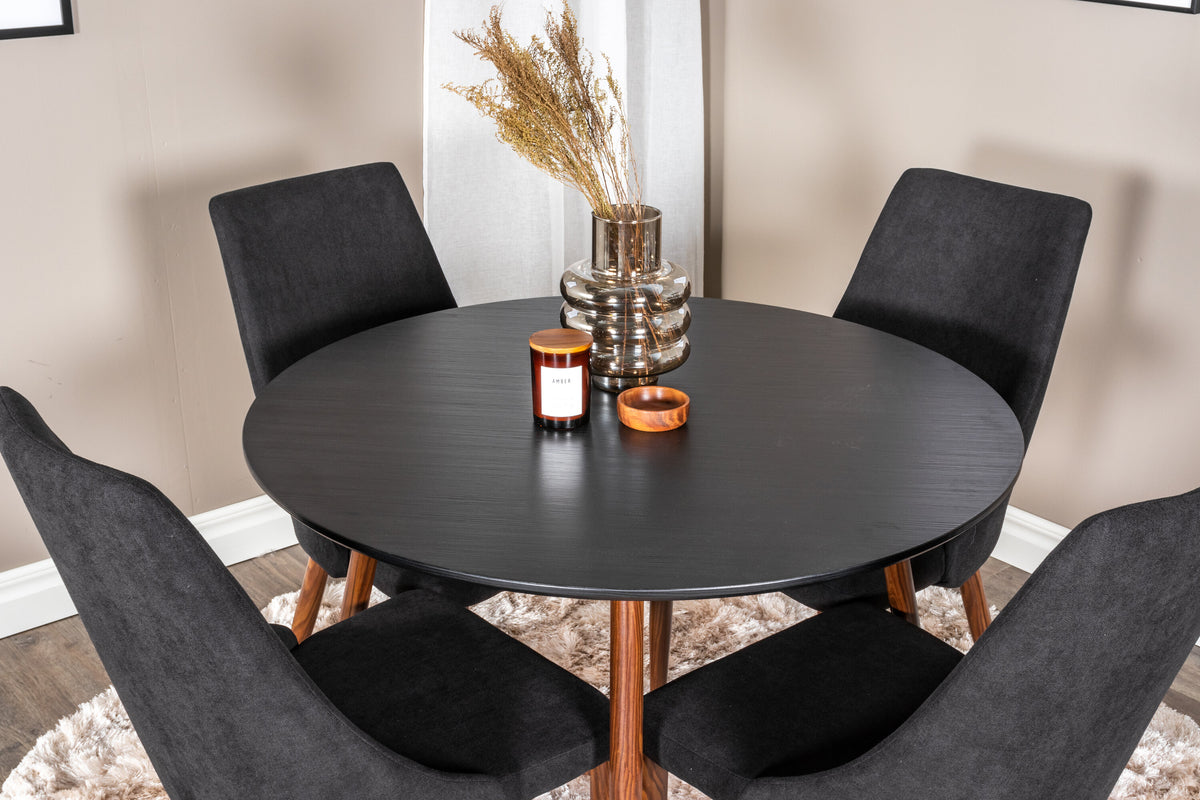 Plaza Matbord med Leone Stolarna – Bord: ⌀100 Stol: 50x91,5x47