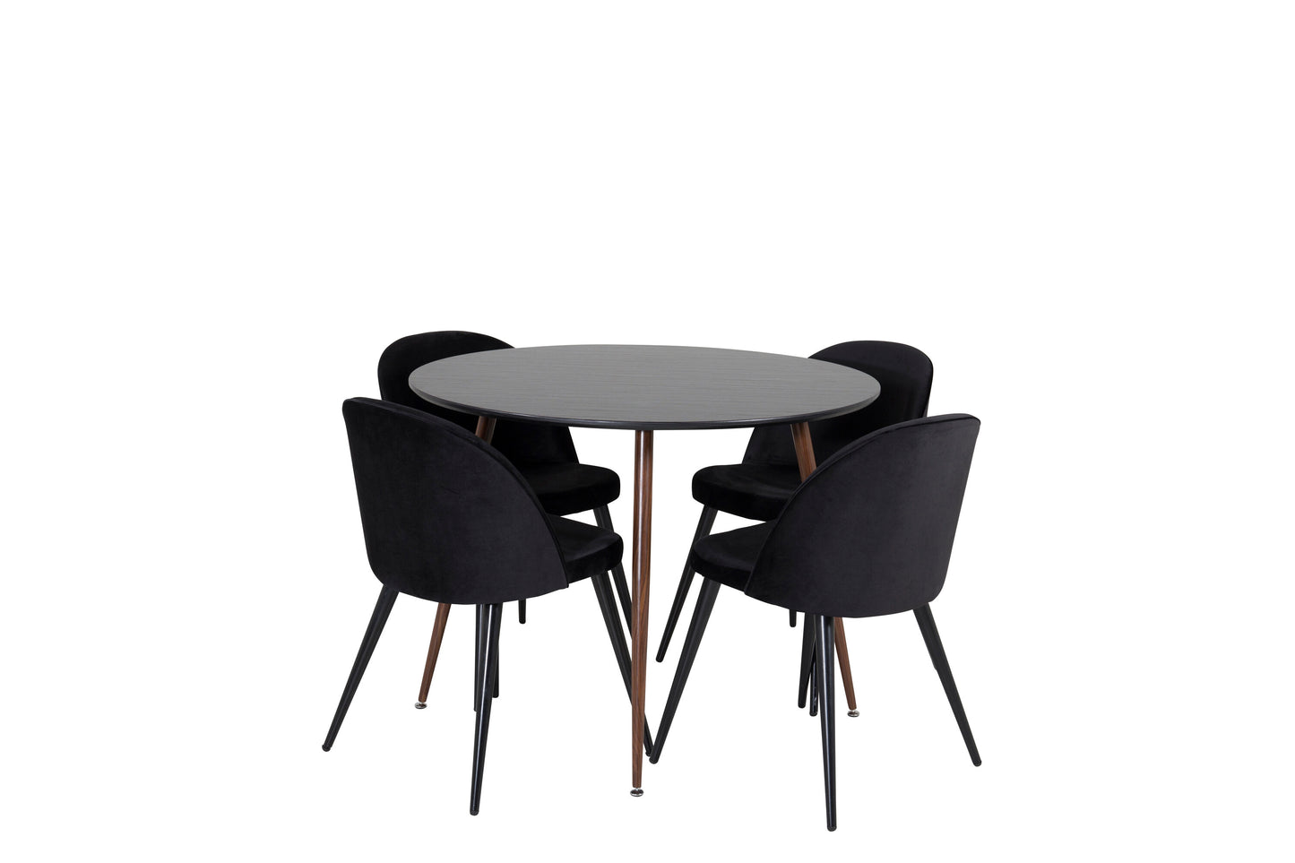 Plaza Matbord med Velvet Stolarna – Bord: ⌀100 Stol: 57x76,5x50
