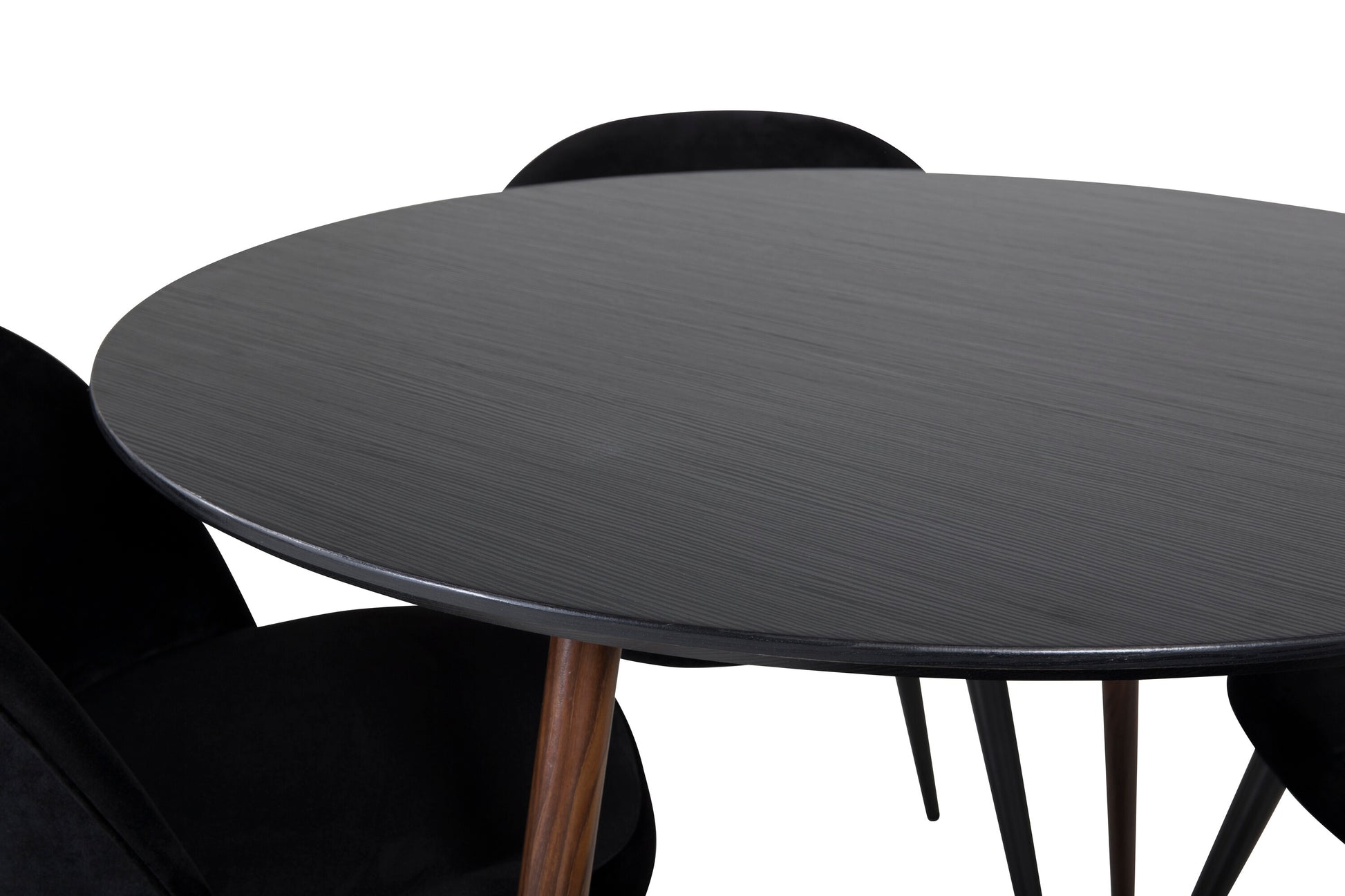 Plaza Matbord med Velvet Stolarna – Bord: ⌀100 Stol: 57x76,5x50