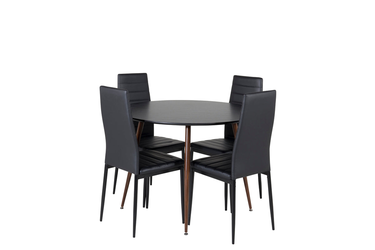 Plaza Matbord med Slim Stolarna – Bord: ⌀100 Stol: 48x98x42