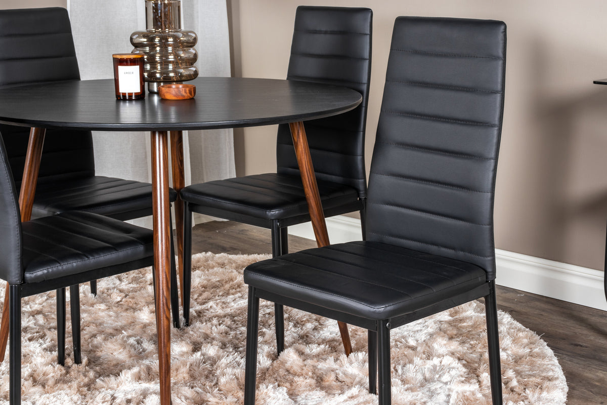 Plaza Matbord med Slim Stolarna – Bord: ⌀100 Stol: 48x98x42