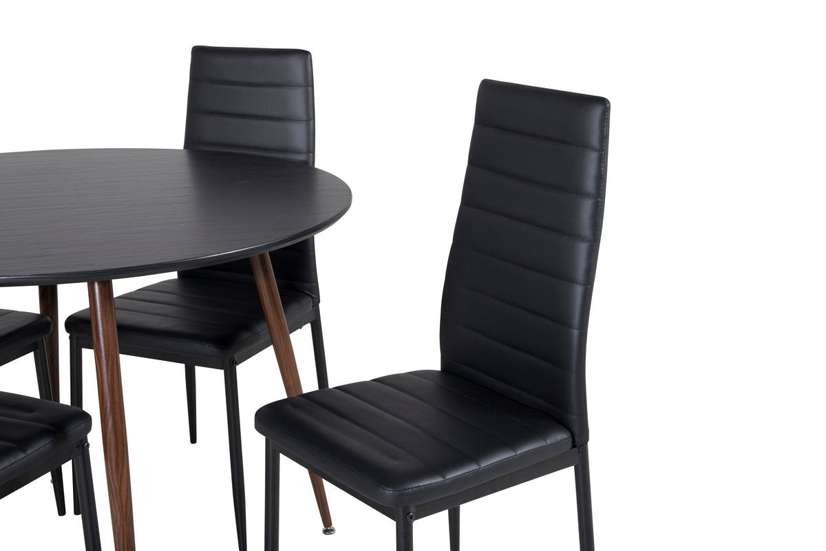 Plaza Matbord med Slim Stolarna – Bord: ⌀100 Stol: 48x98x42
