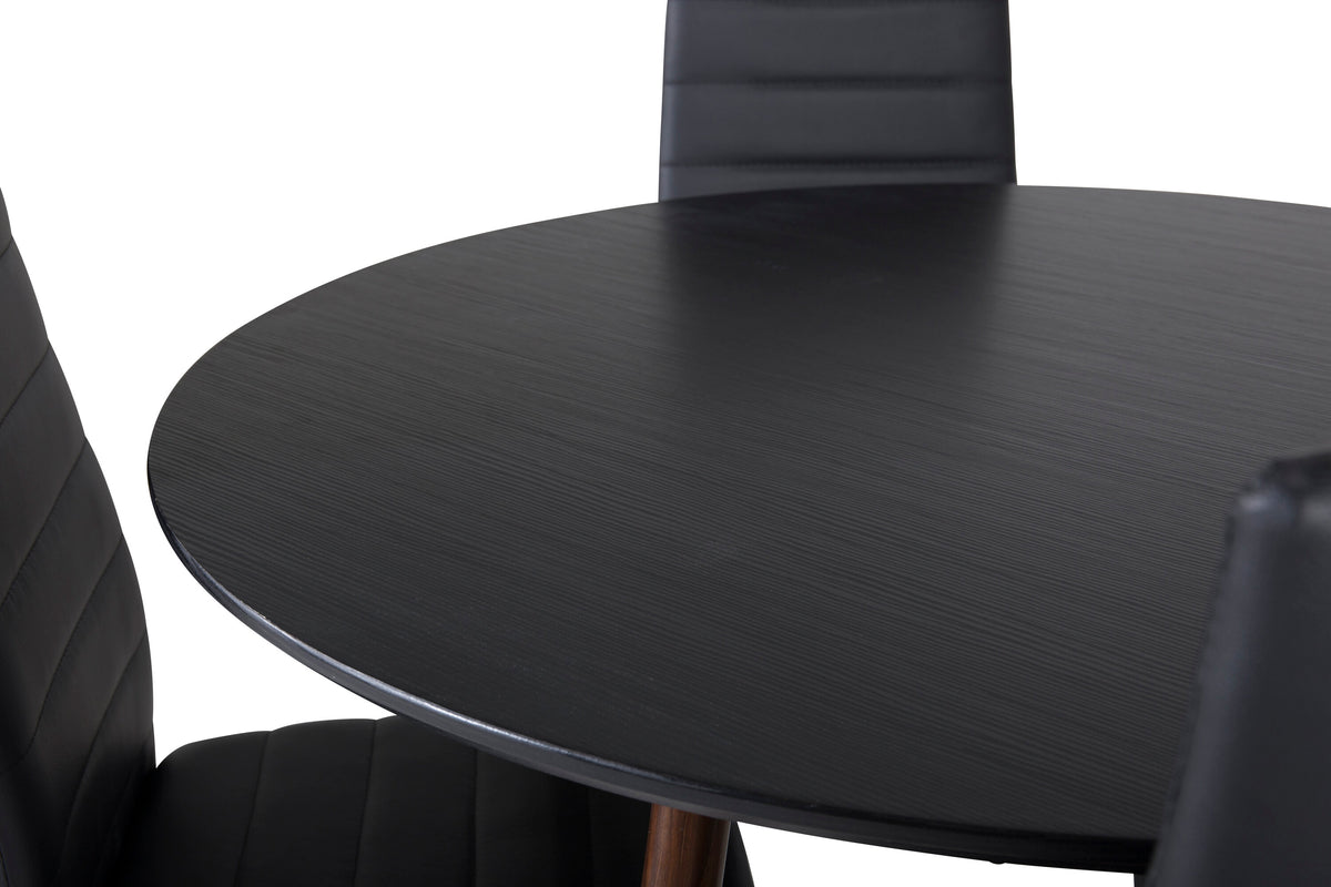 Plaza Matbord med Slim Stolarna – Bord: ⌀100 Stol: 48x98x42