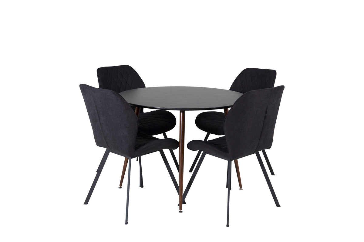 Plaza Matbord med Gemma Stolarna – Bord: ⌀100 Stol: 63x90x50