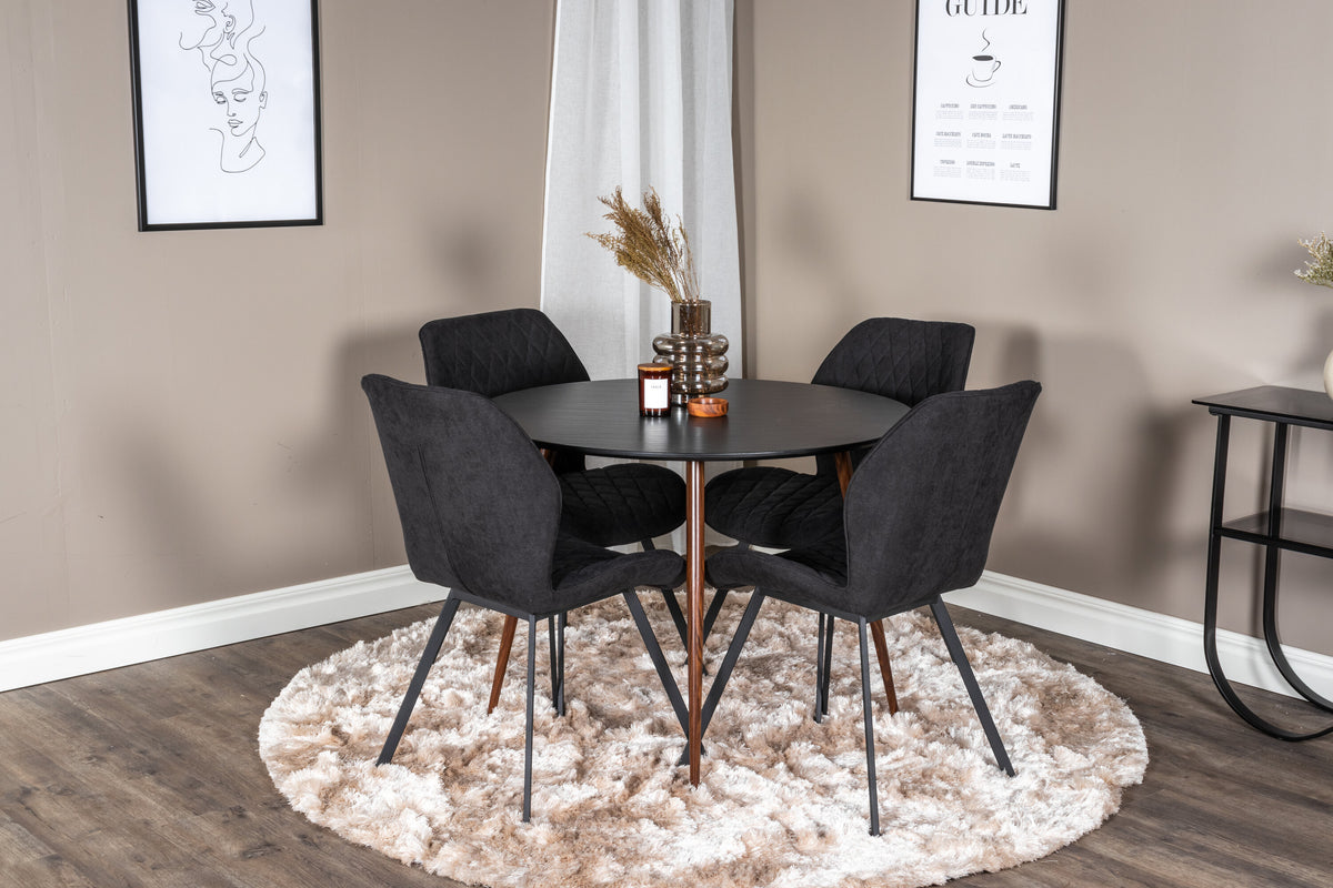 Plaza Matbord med Gemma Stolarna – Bord: ⌀100 Stol: 63x90x50