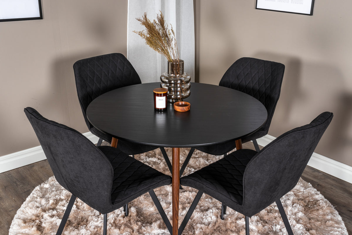 Plaza Matbord med Gemma Stolarna – Bord: ⌀100 Stol: 63x90x50