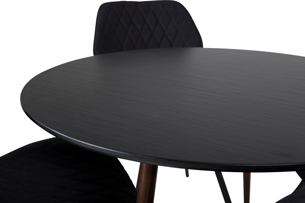 Plaza Matbord med Gemma Stolarna – Bord: ⌀100 Stol: 63x90x50