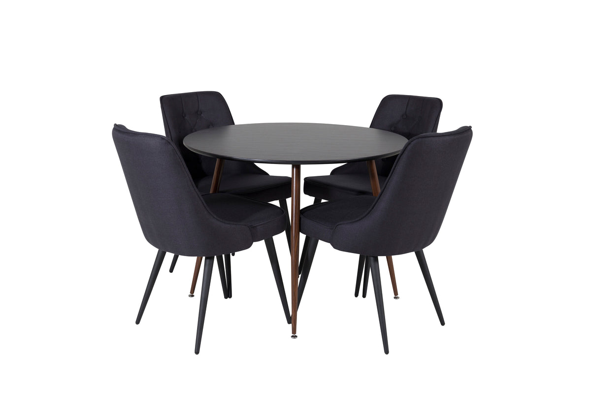 Plaza Matbord med Velvet Deluxe Stolarna – Bord: ⌀100 Stol: 66x88,5x50