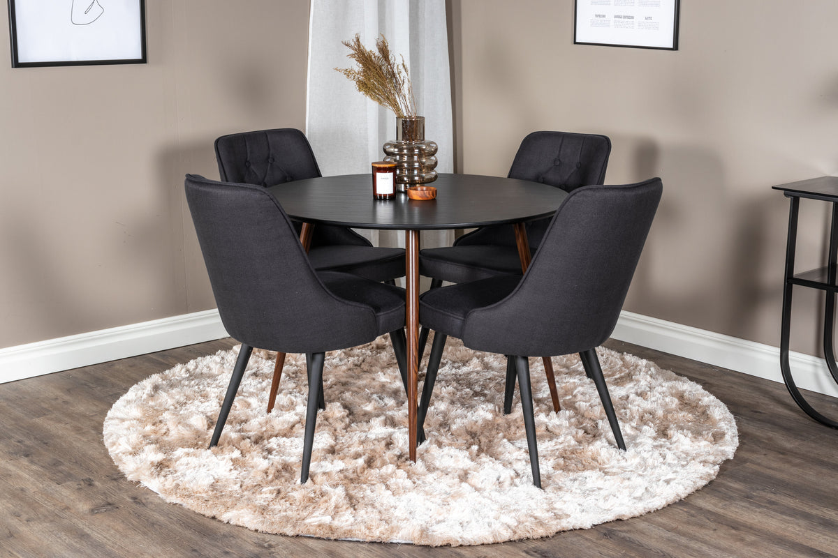 Plaza Matbord med Velvet Deluxe Stolarna – Bord: ⌀100 Stol: 66x88,5x50