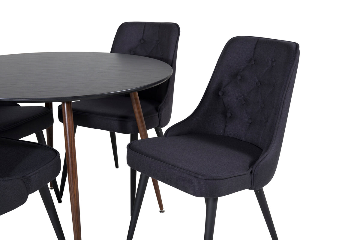Plaza Matbord med Velvet Deluxe Stolarna – Bord: ⌀100 Stol: 66x88,5x50