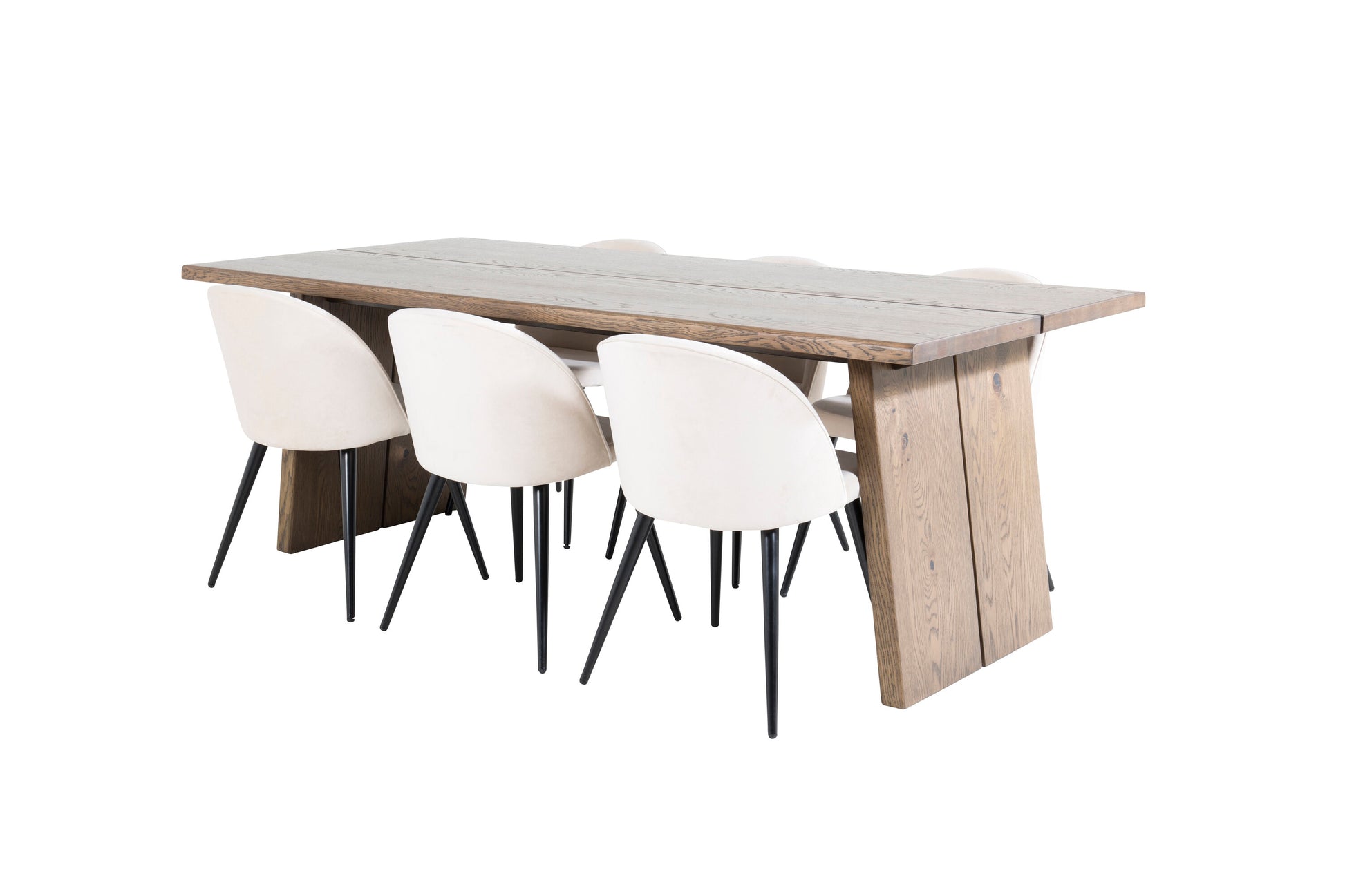 Logger Matbord med Velvet Stolarna Matgrupp