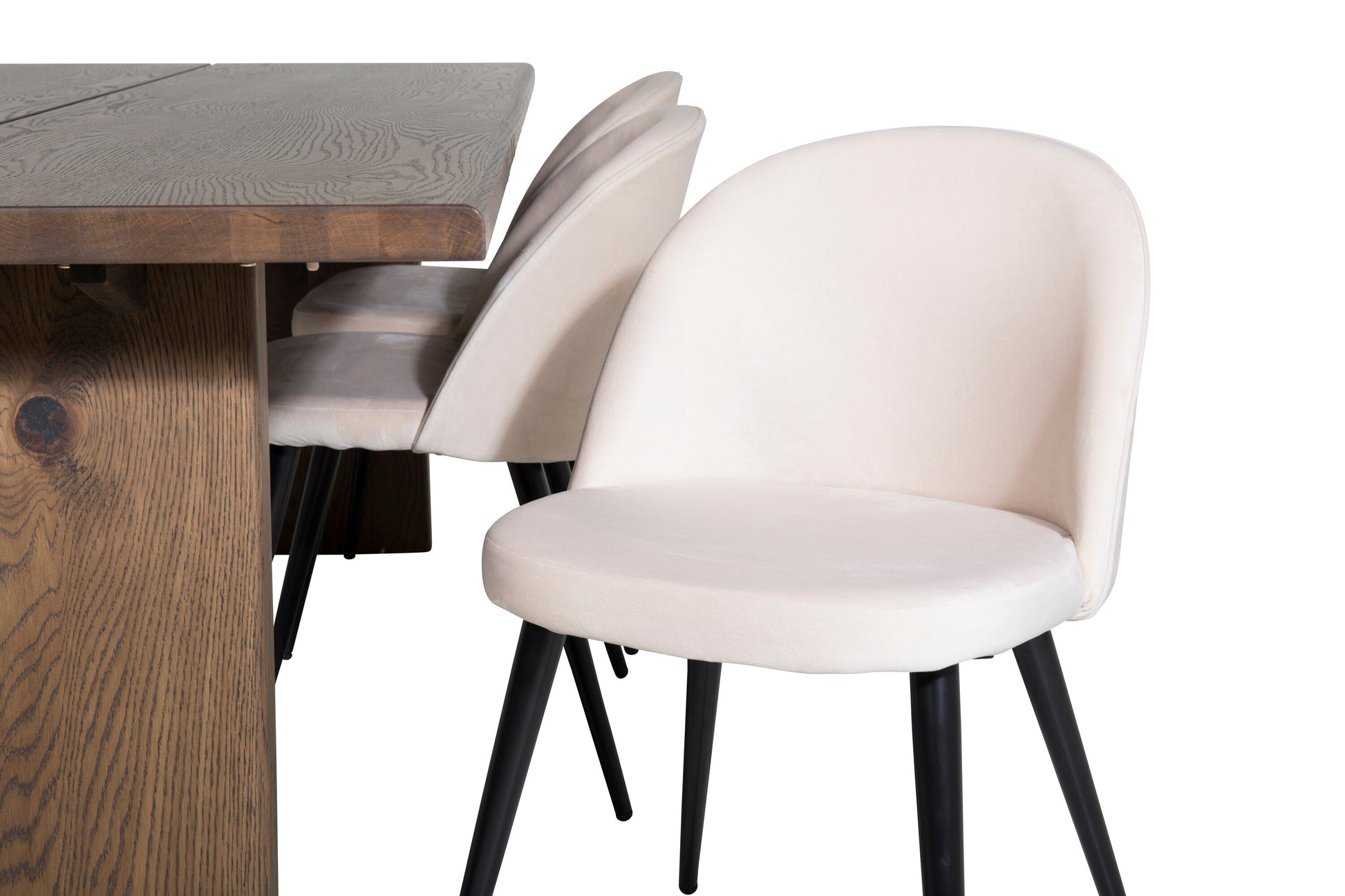 Logger Matbord med Velvet Stolarna Matgrupp