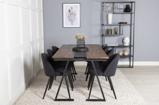 Jakarta Matbord med Velvet Stolarna – Bord: 75x200x90 Stol: 57x76,5x50