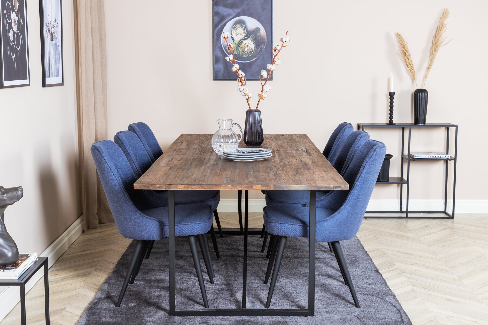 Padang Matbord med Velvet Deluxe Stolarna Matgrupp