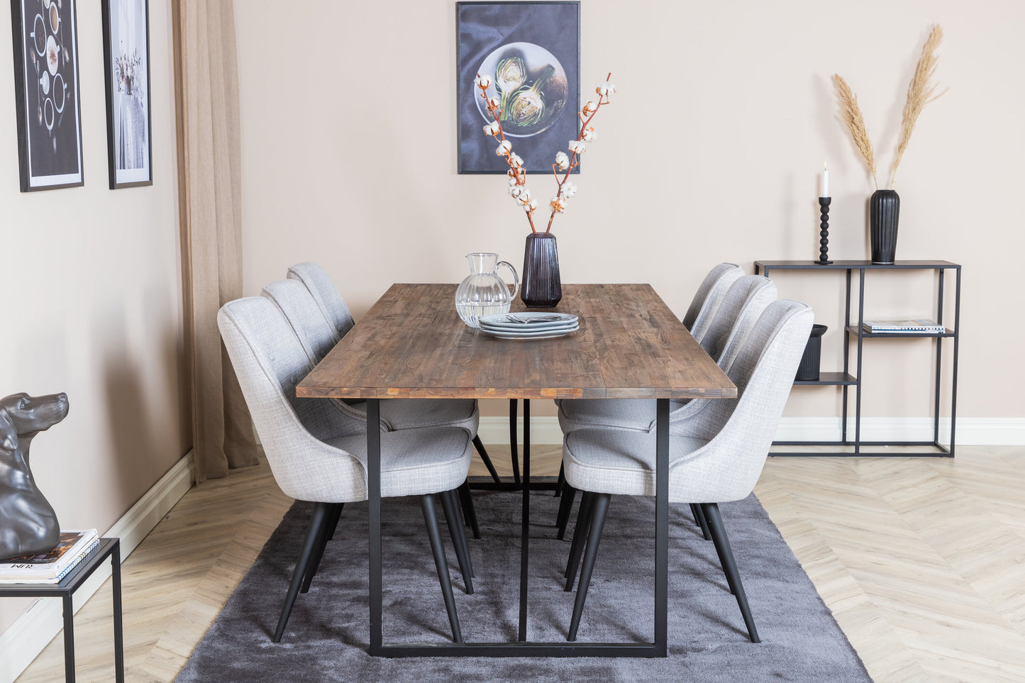 Padang Matbord med Velvet Deluxe Stolarna Matgrupp