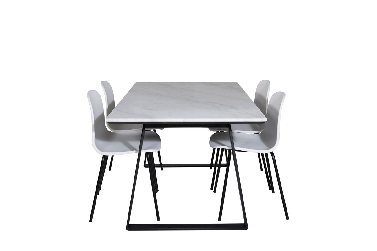Estelle Matbord med Arctic Stolarna – Bord: 74,5x140x90 Stol: 47,5x82x49