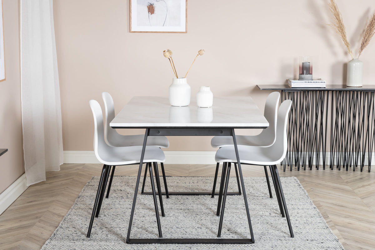 Estelle Matbord med Arctic Stolarna – Bord: 74,5x140x90 Stol: 47,5x82x49