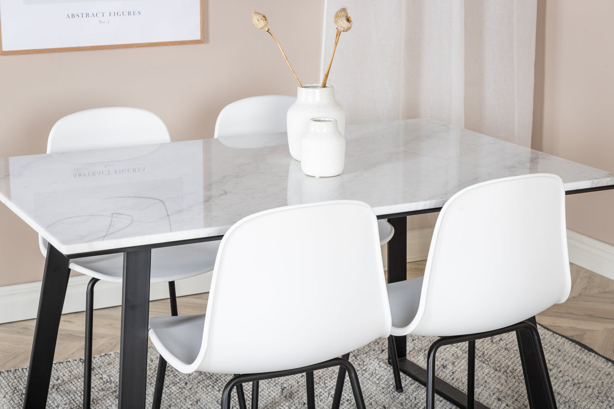 Estelle Matbord med Arctic Stolarna – Bord: 74,5x140x90 Stol: 47,5x82x49