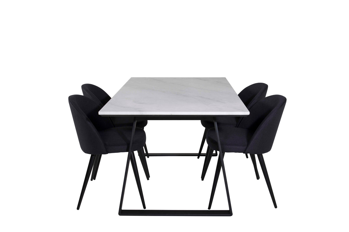 Estelle Matbord med Velvet Stolarna – Bord: 74,5x140x90 Stol: 57x76,5x50