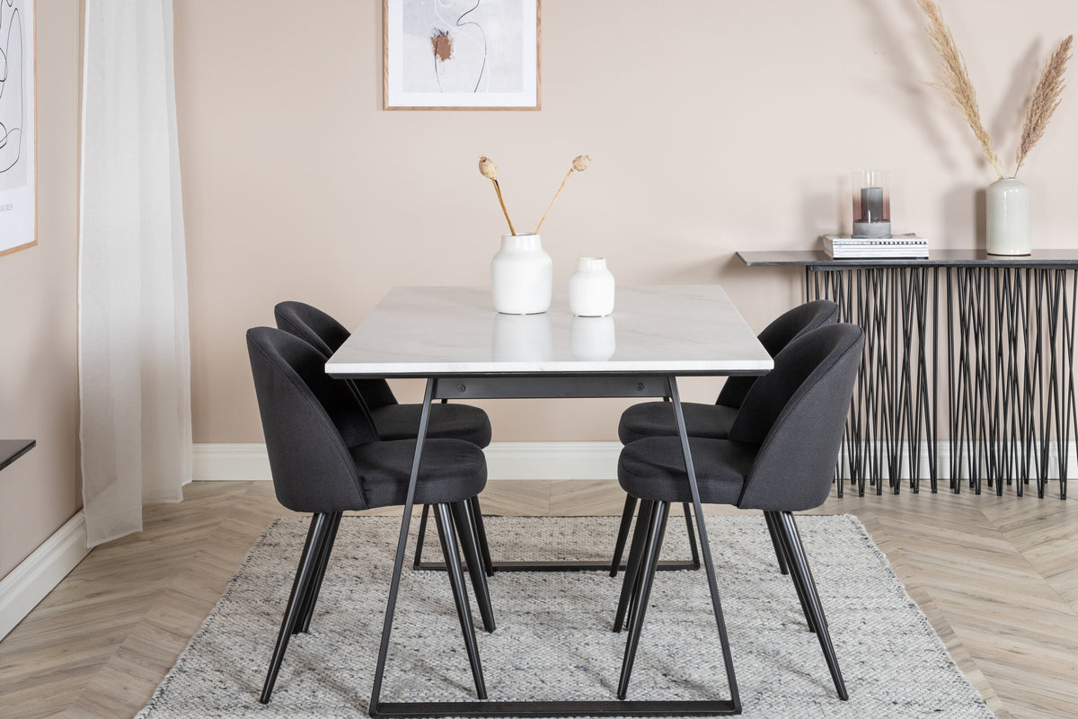 Estelle Matbord med Velvet Stolarna – Bord: 74,5x140x90 Stol: 57x76,5x50