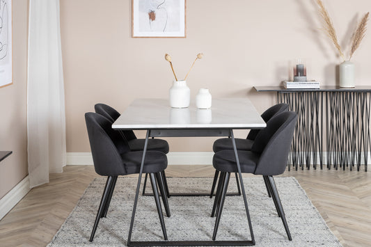 Estelle Matbord med Velvet Stolarna – Bord: 74,5x140x90 Stol: 57x76,5x50