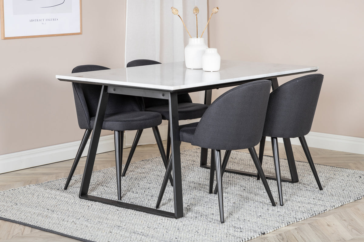 Estelle Matbord med Velvet Stolarna – Bord: 74,5x140x90 Stol: 57x76,5x50