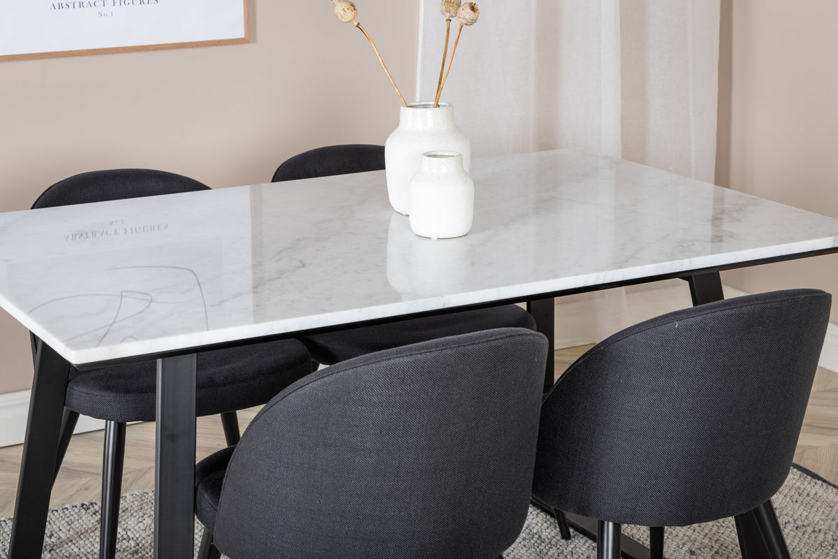Estelle Matbord med Velvet Stolarna – Bord: 74,5x140x90 Stol: 57x76,5x50