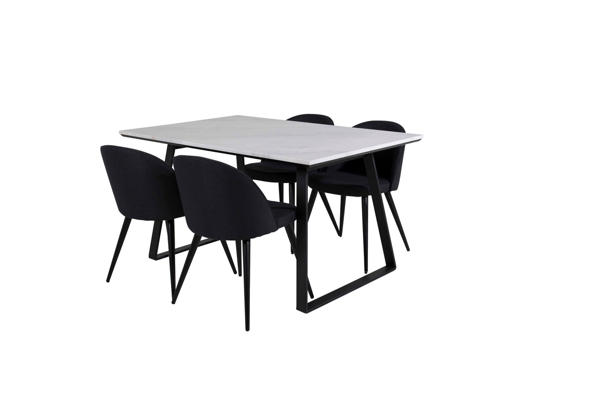 Estelle Matbord med Velvet Stolarna – Bord: 74,5x140x90 Stol: 57x76,5x50