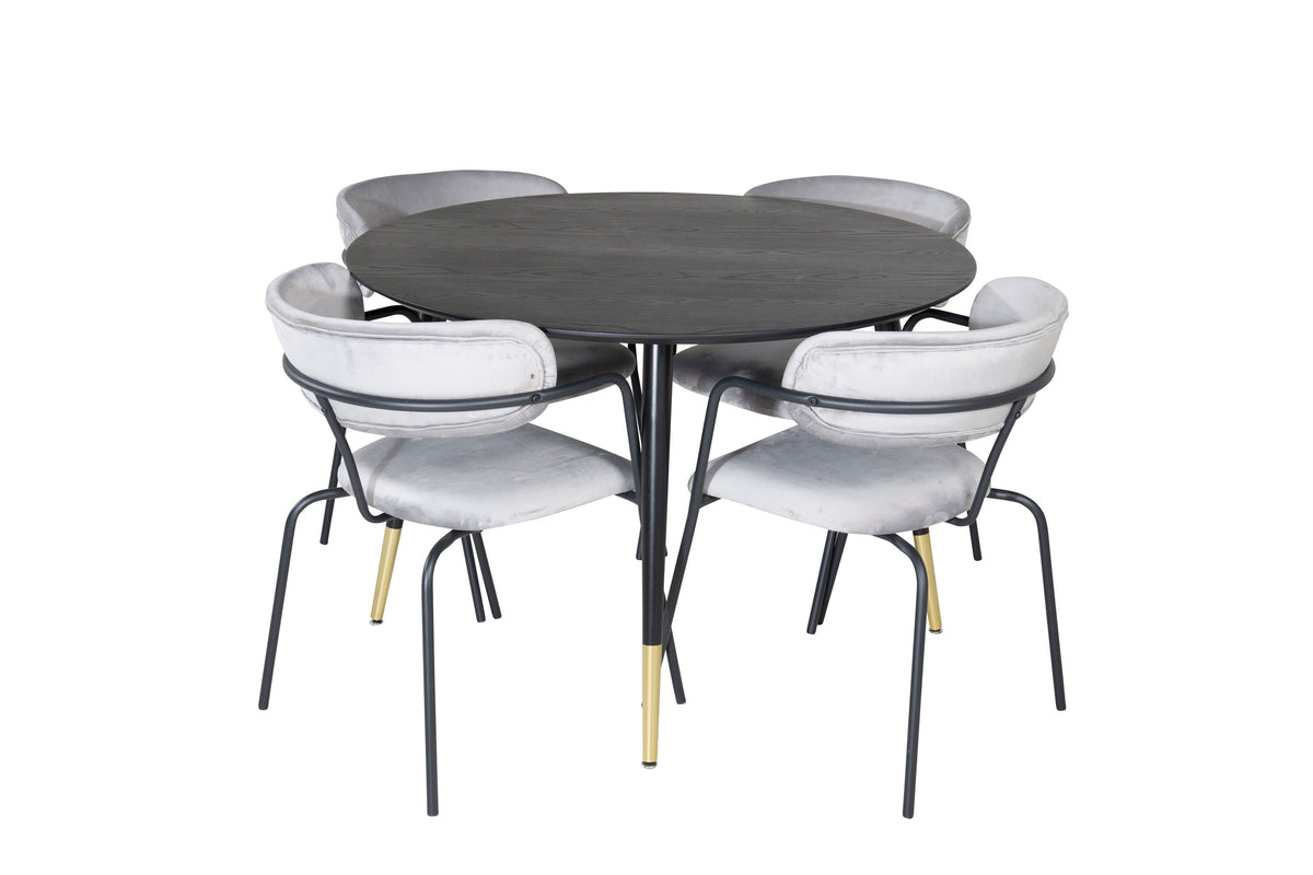 Dipp Matbord med Arrow Stolarna – Bord: ⌀115 Stol: 61x79x58
