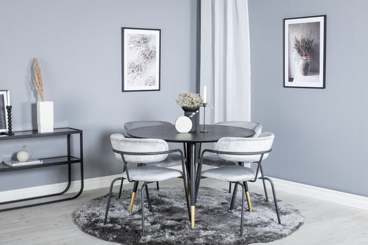 Dipp Matbord med Arrow Stolarna – Bord: ⌀115 Stol: 61x79x58