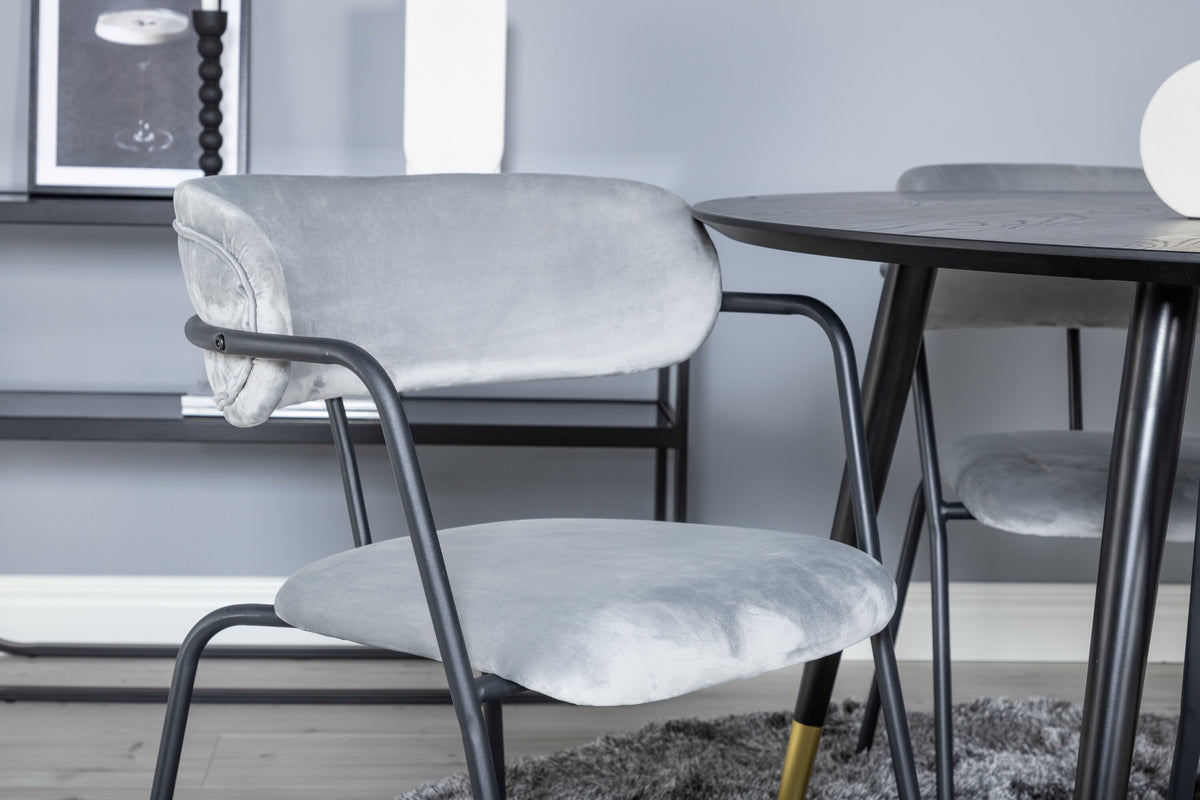 Dipp Matbord med Arrow Stolarna – Bord: ⌀115 Stol: 61x79x58