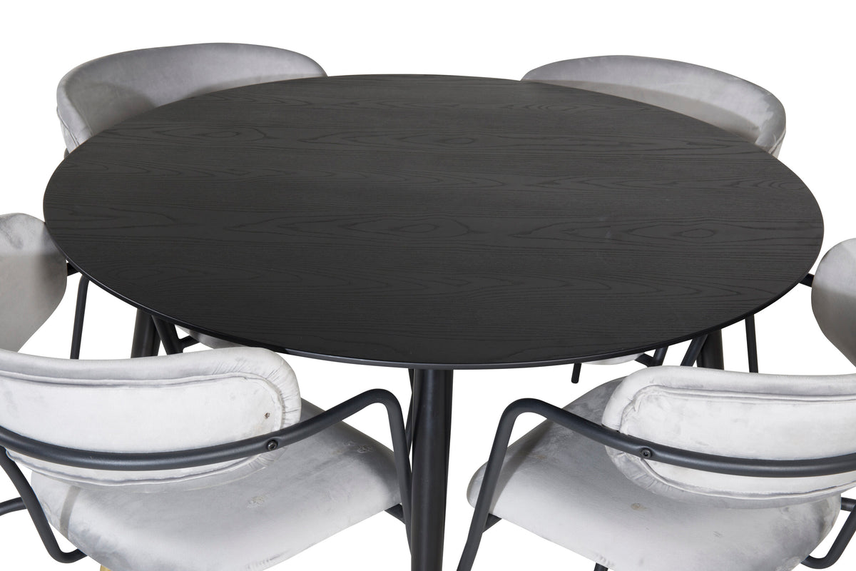 Dipp Matbord med Arrow Stolarna – Bord: ⌀115 Stol: 61x79x58