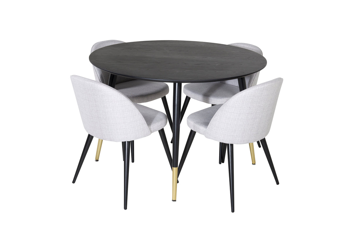 Dipp Matbord med Velvet Stolarna – Bord: ⌀115 Stol: 57x76,5x50