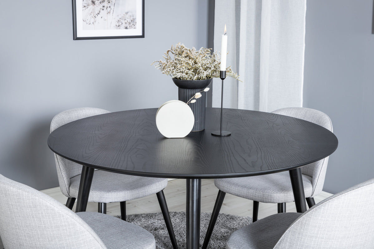 Dipp Matbord med Velvet Stolarna – Bord: ⌀115 Stol: 57x76,5x50