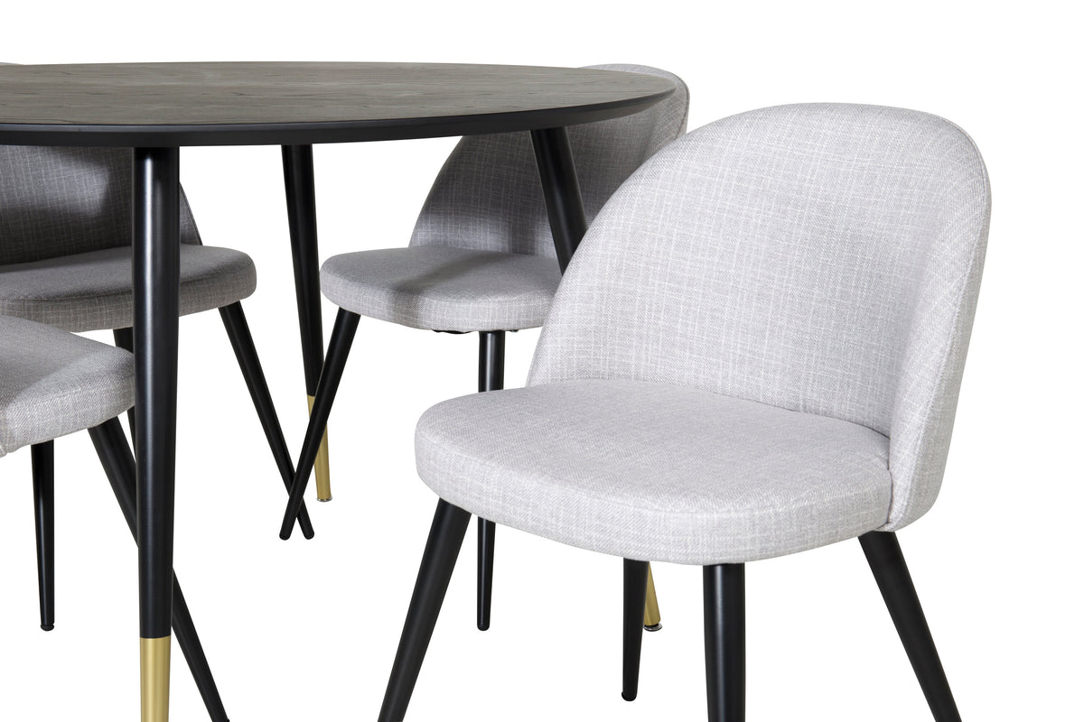 Dipp Matbord med Velvet Stolarna – Bord: ⌀115 Stol: 57x76,5x50