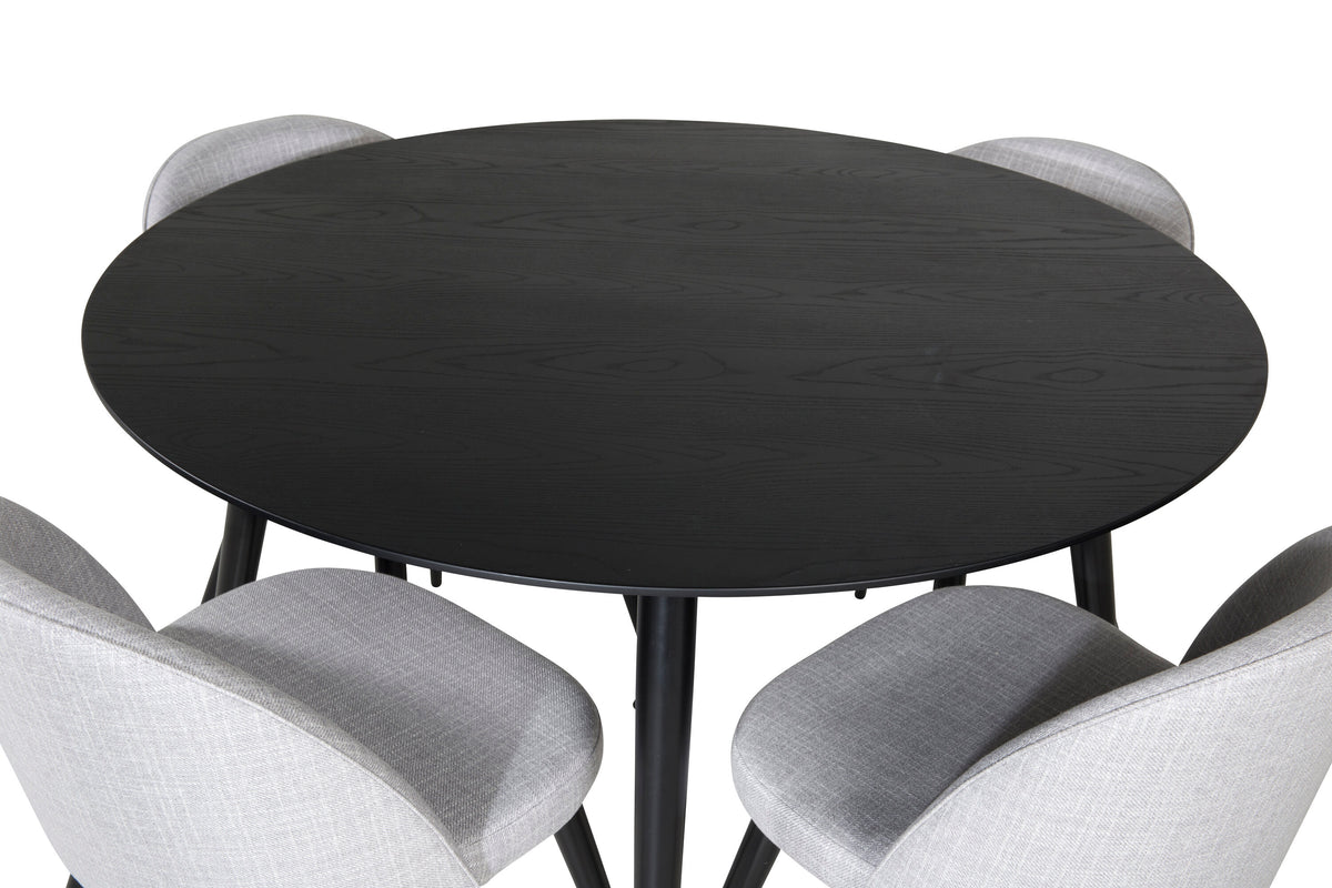 Dipp Matbord med Velvet Stolarna – Bord: ⌀115 Stol: 57x76,5x50