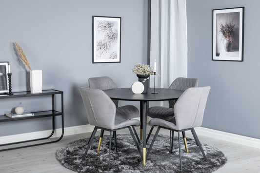 Dipp Matbord med Gemma Stolarna – Bord: ⌀115 Stol: 63x90x50