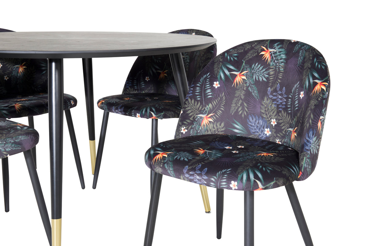 Dipp Matbord med Velvet Stolarna – Bord: ⌀115 Stol: 55x78x50,5