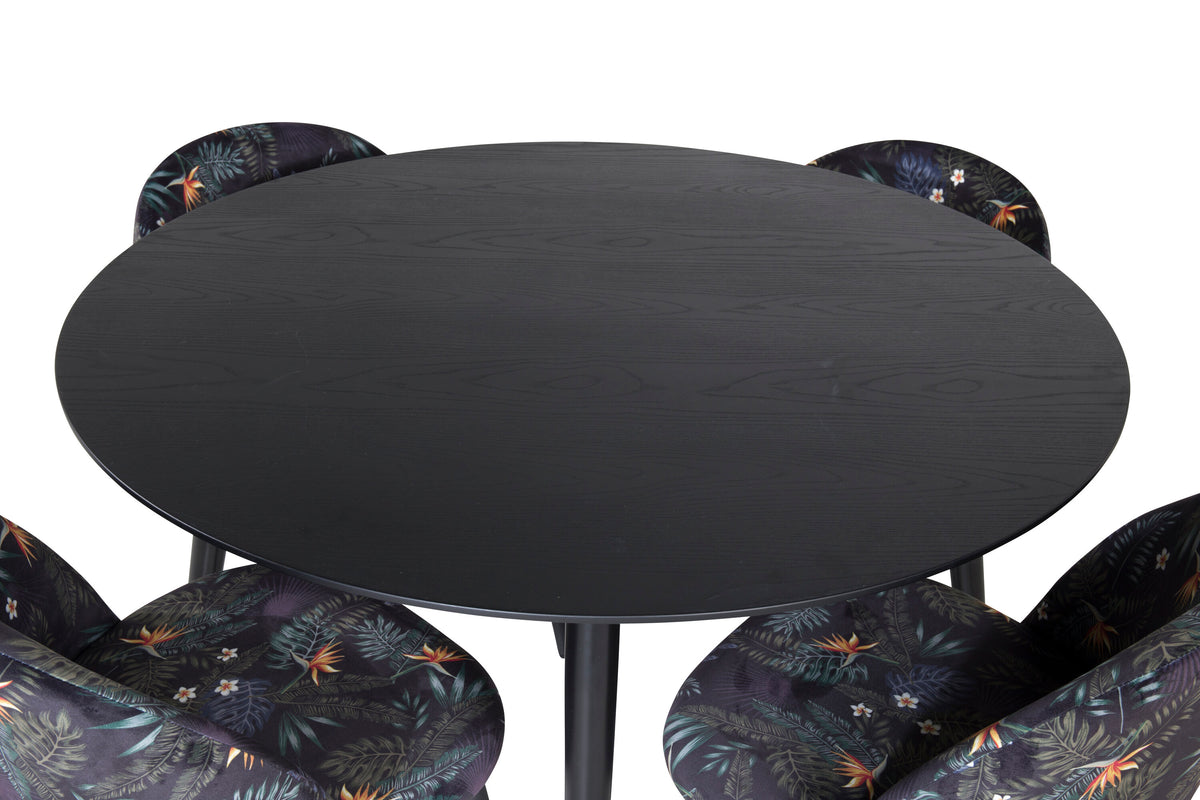 Dipp Matbord med Velvet Stolarna – Bord: ⌀115 Stol: 55x78x50,5