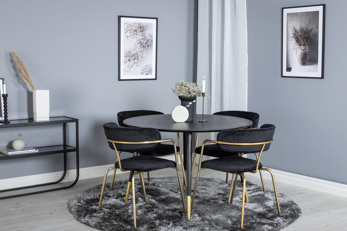 Dipp Matbord med Arrow Stolarna – Bord: ⌀115 Stol: 61x79x58