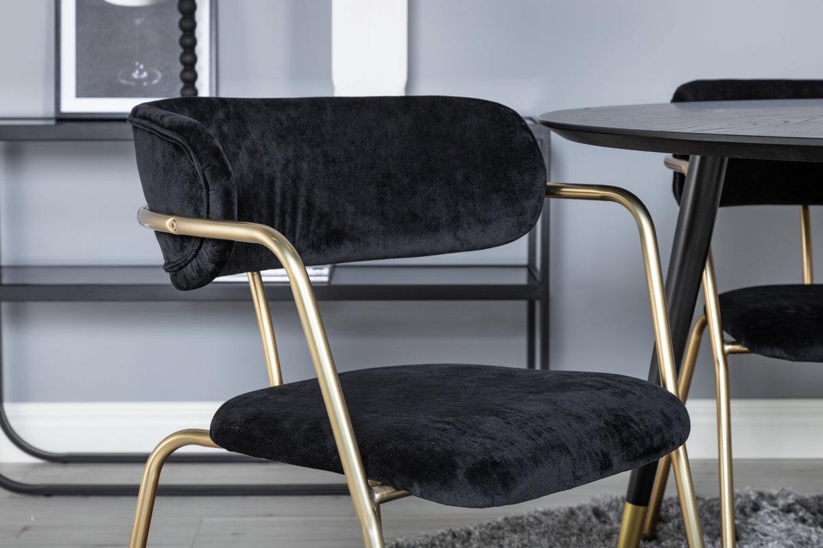 Dipp Matbord med Arrow Stolarna – Bord: ⌀115 Stol: 61x79x58