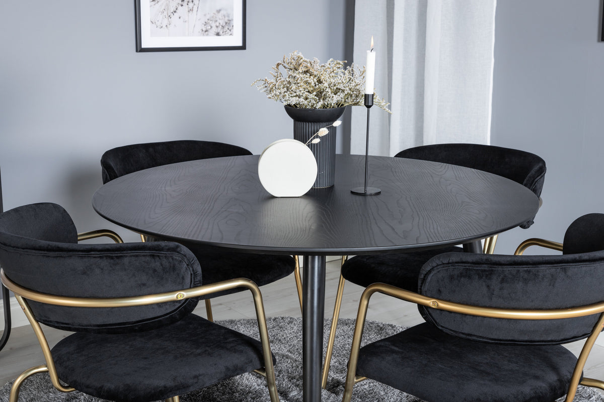 Dipp Matbord med Arrow Stolarna – Bord: ⌀115 Stol: 61x79x58