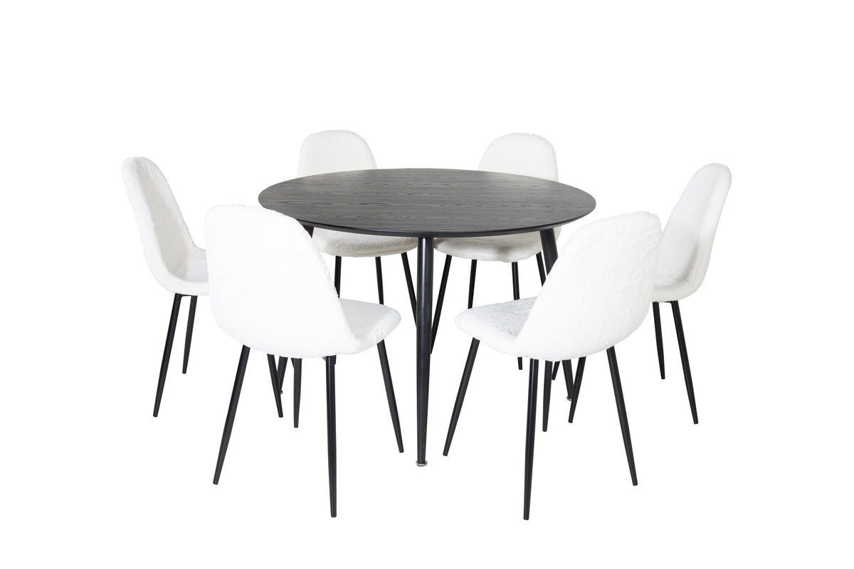 Dipp Matbord med Polar Stolarna – Bord: ⌀115 Stol: 53x87x44