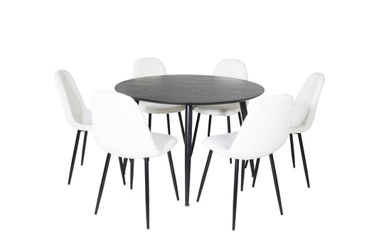 Dipp Matbord med Polar Stolarna – Bord: ⌀115 Stol: 53x87x44