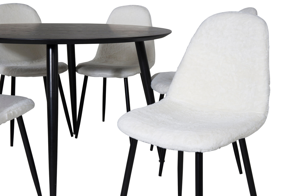 Dipp Matbord med Polar Stolarna – Bord: ⌀115 Stol: 53x87x44