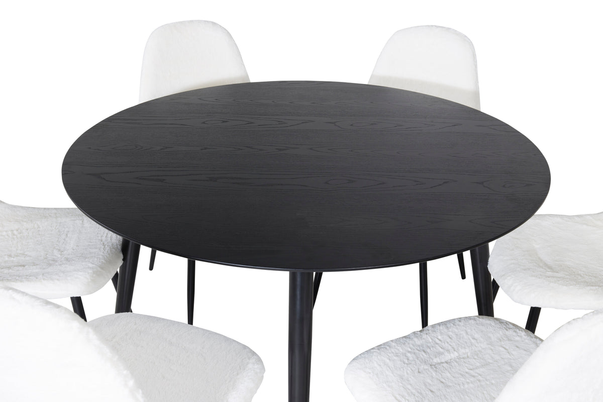 Dipp Matbord med Polar Stolarna – Bord: ⌀115 Stol: 53x87x44