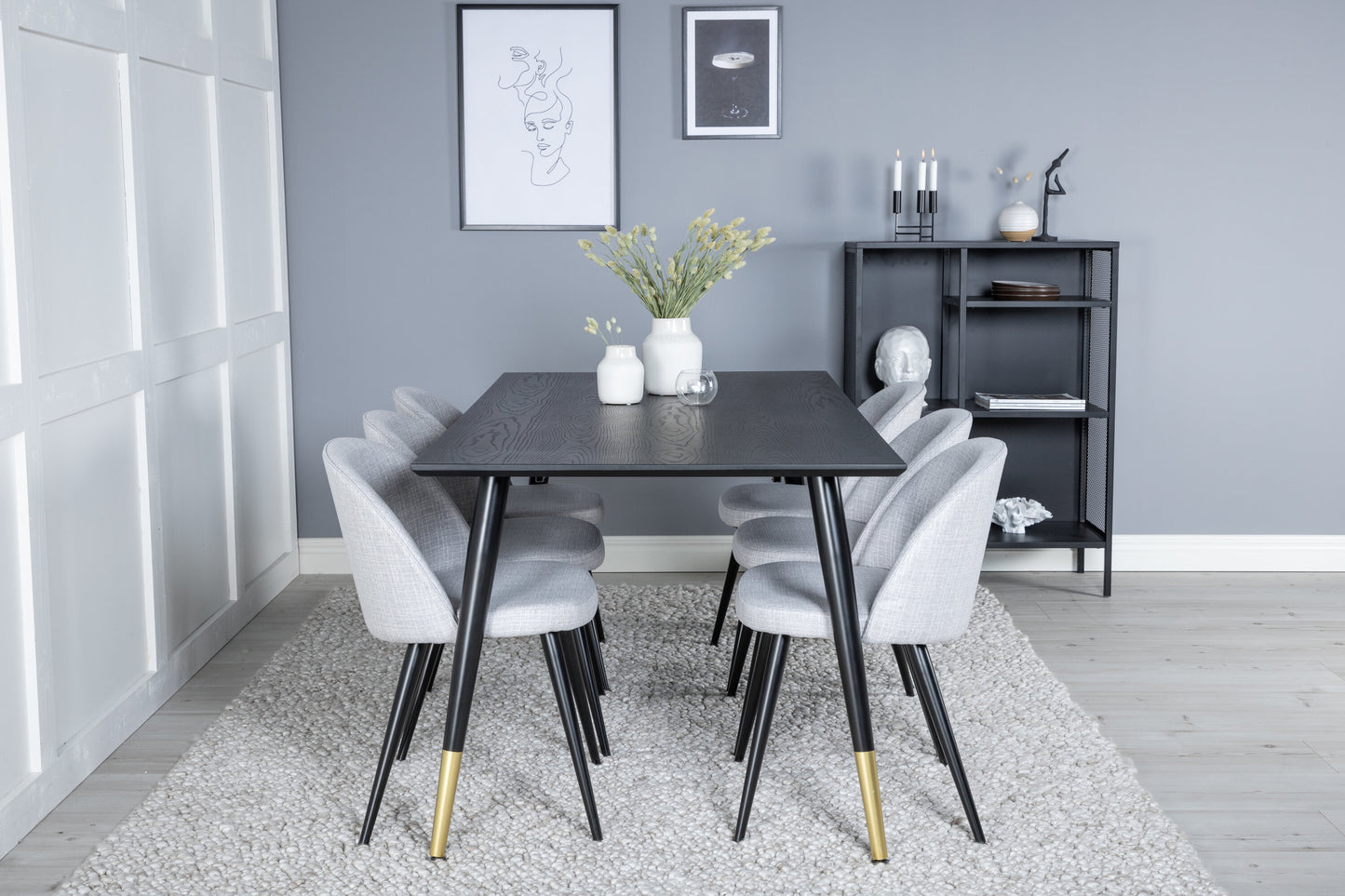 Dipp Matbord med Velvet Stolarna – Bord: 75x180x90 Stol: 57x76,5x50
