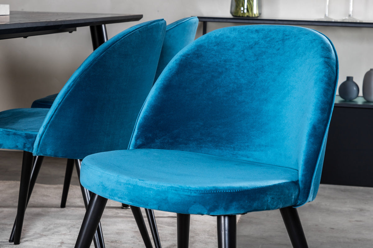 Dipp Matbord med Velvet Stolarna – Bord: 75,5x180x90 Stol: 57x76,5x50