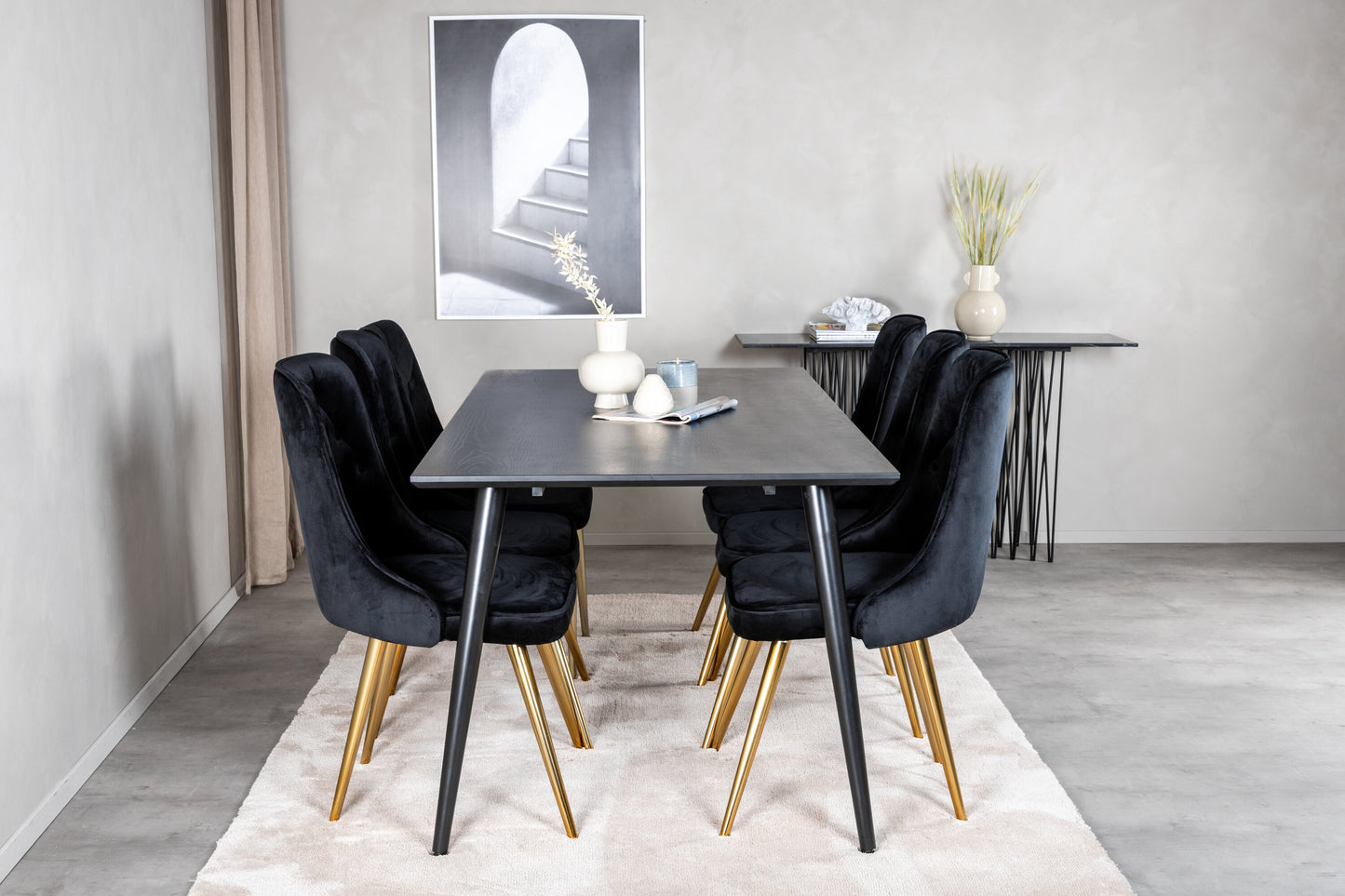 Dipp Matbord med Velvet Deluxe Stolarna Matgrupp